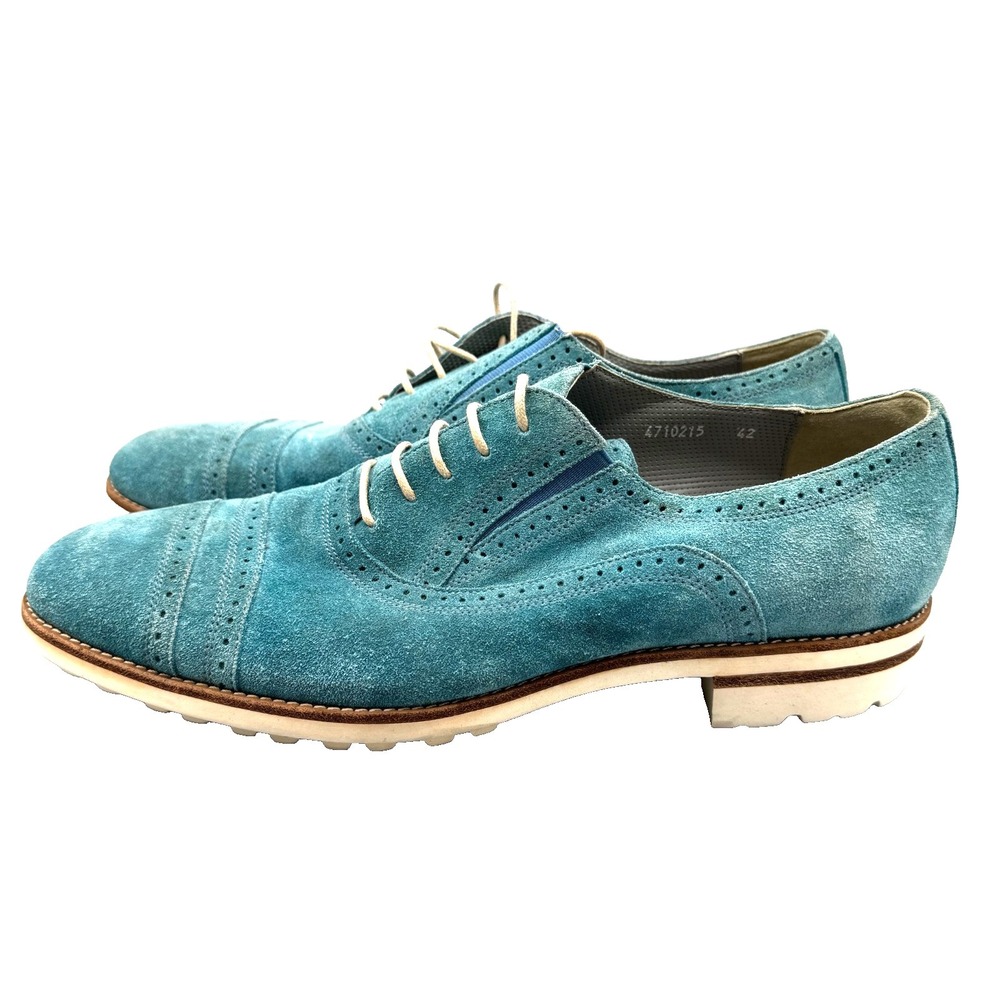 Sandro G. Blue Suede Shoes Oxford Derby Men's 10.5 Leather Dress Slip Ons Preppy